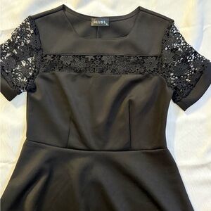 Club L Black Fit & Flare Dress Size 16 UK Lace Panel UK Goth Steampunk Witchy